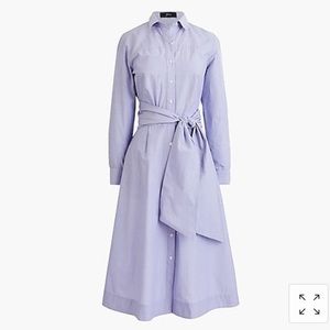 Tie-waist shirtdress in end-on-end cotton